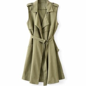 Bershka | Trench Coat Vest Olive Green Size Medium